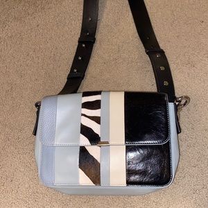 All Saints Striped Leather Flap Crossbody
